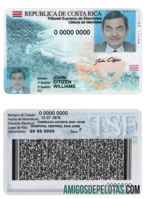 Modelo de carteira de identidade da Costa Rica versão 2